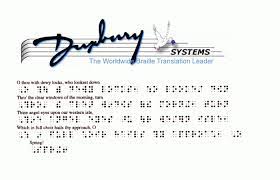 An example of how the Duxbury software translates text into braille simulated text